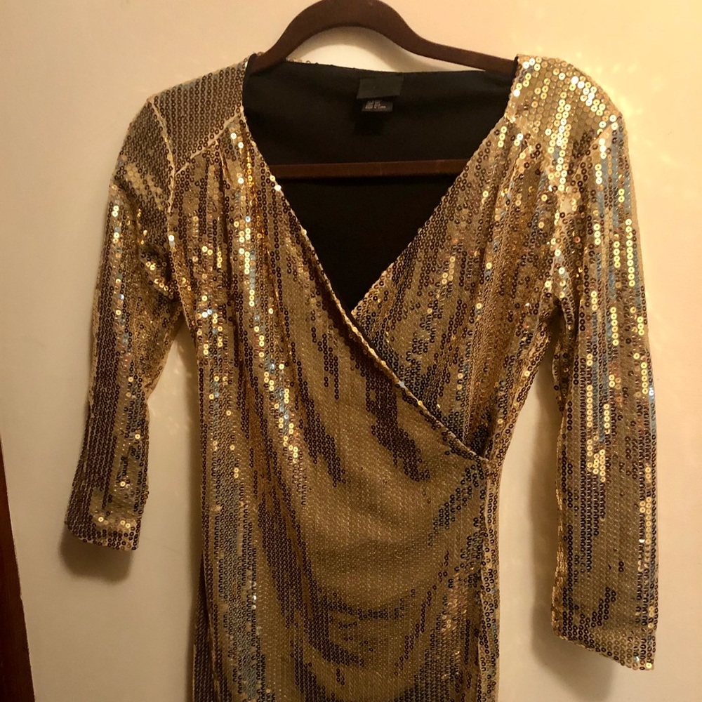Gold sequin cocktail dress